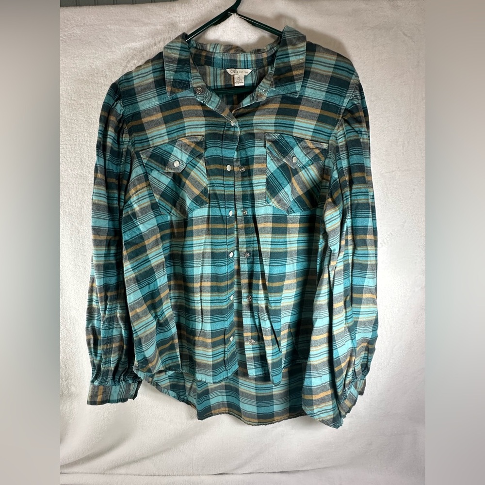 Cato Blue and Yellow Plaid Shirt